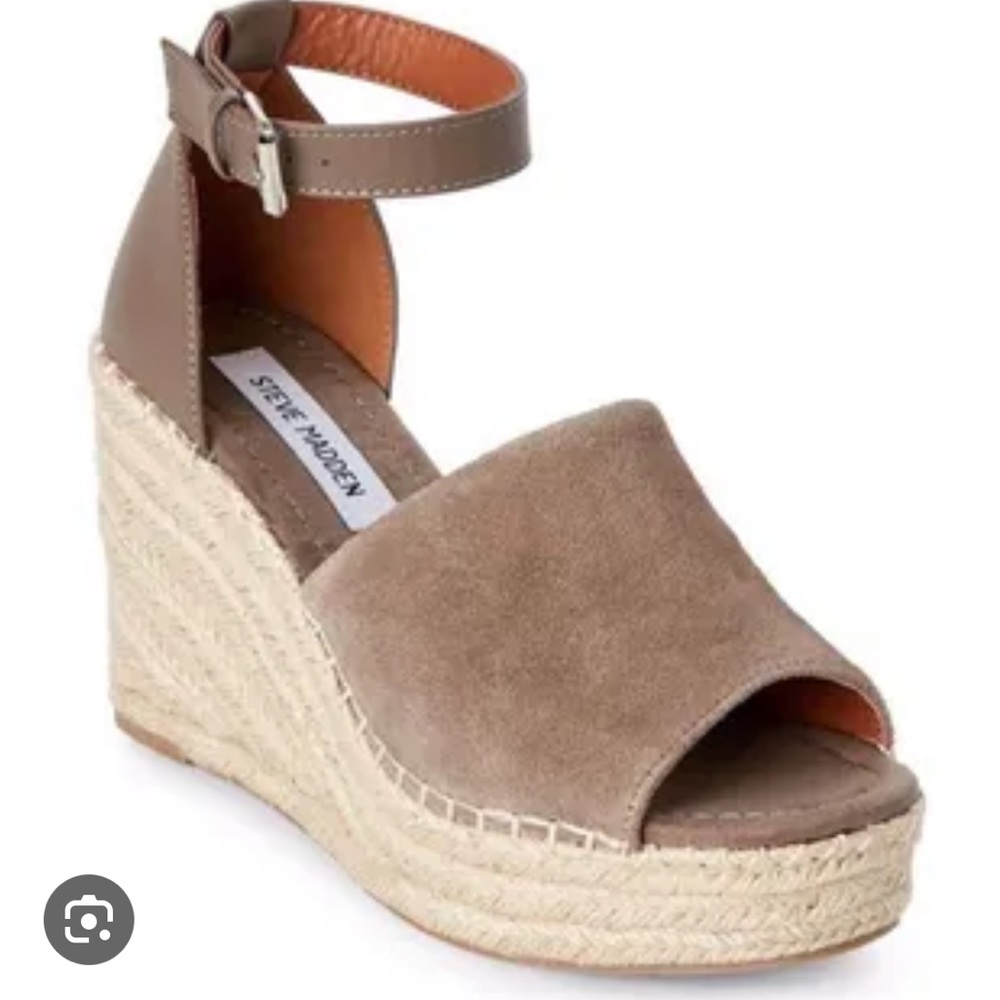 Steve Madden Jaylen Espadrille Wedges Taupe size 7.5